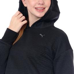Studio Q4 Textured Skimmer Hoodie Kadın Siyah Antrenman Tişört 52099301