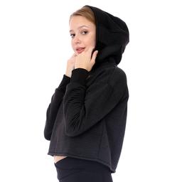 Studio Q4 Textured Skimmer Hoodie Kadın Siyah Antrenman Tişört 52099301