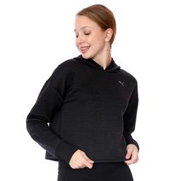 Studio Q4 Textured Skimmer Hoodie Kadın Siyah Antrenman Tişört 52099301