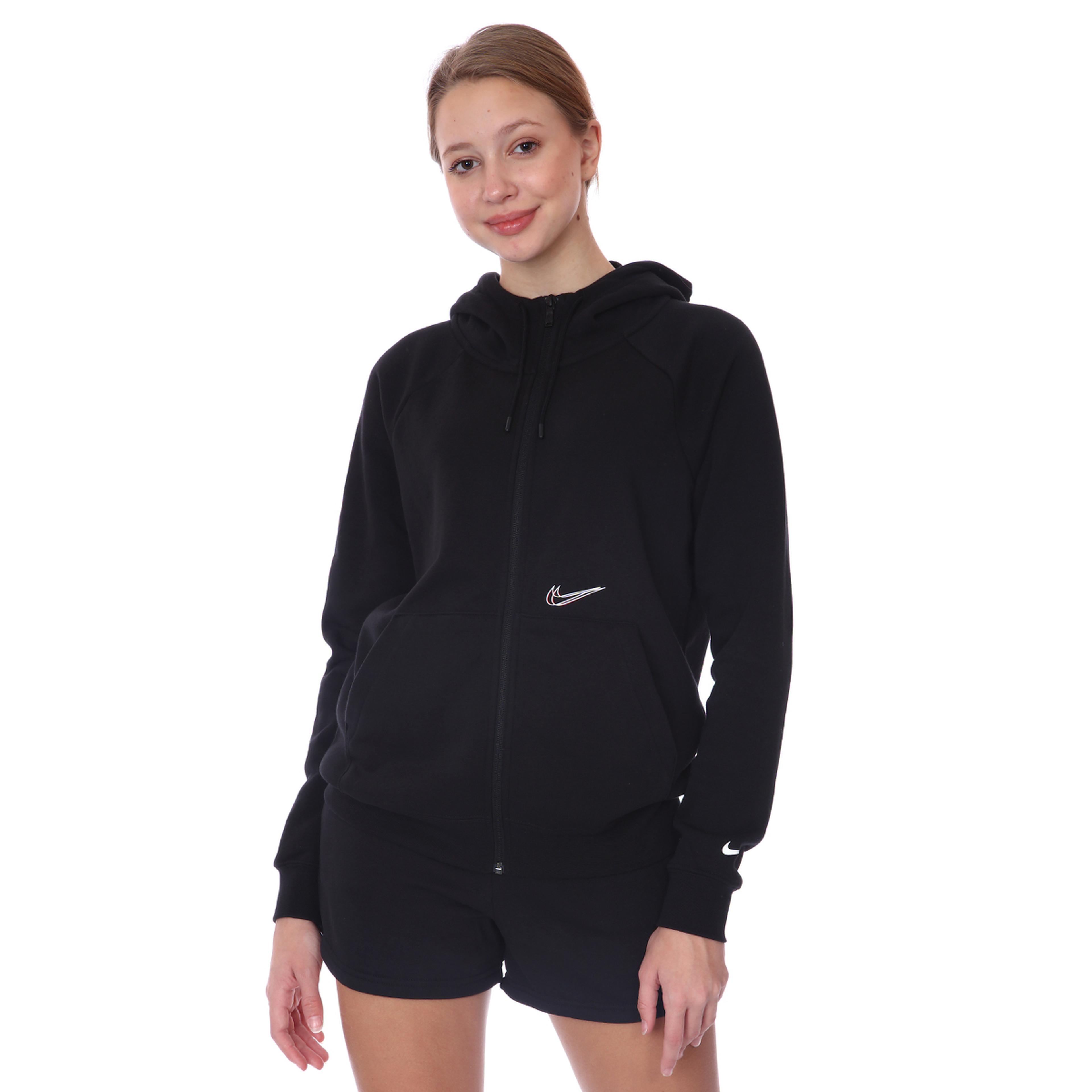 W Nsw Essntl Fz Hoodie Prnt Kadın Siyah Günlük Stil Sweatshirt DJ4120-010