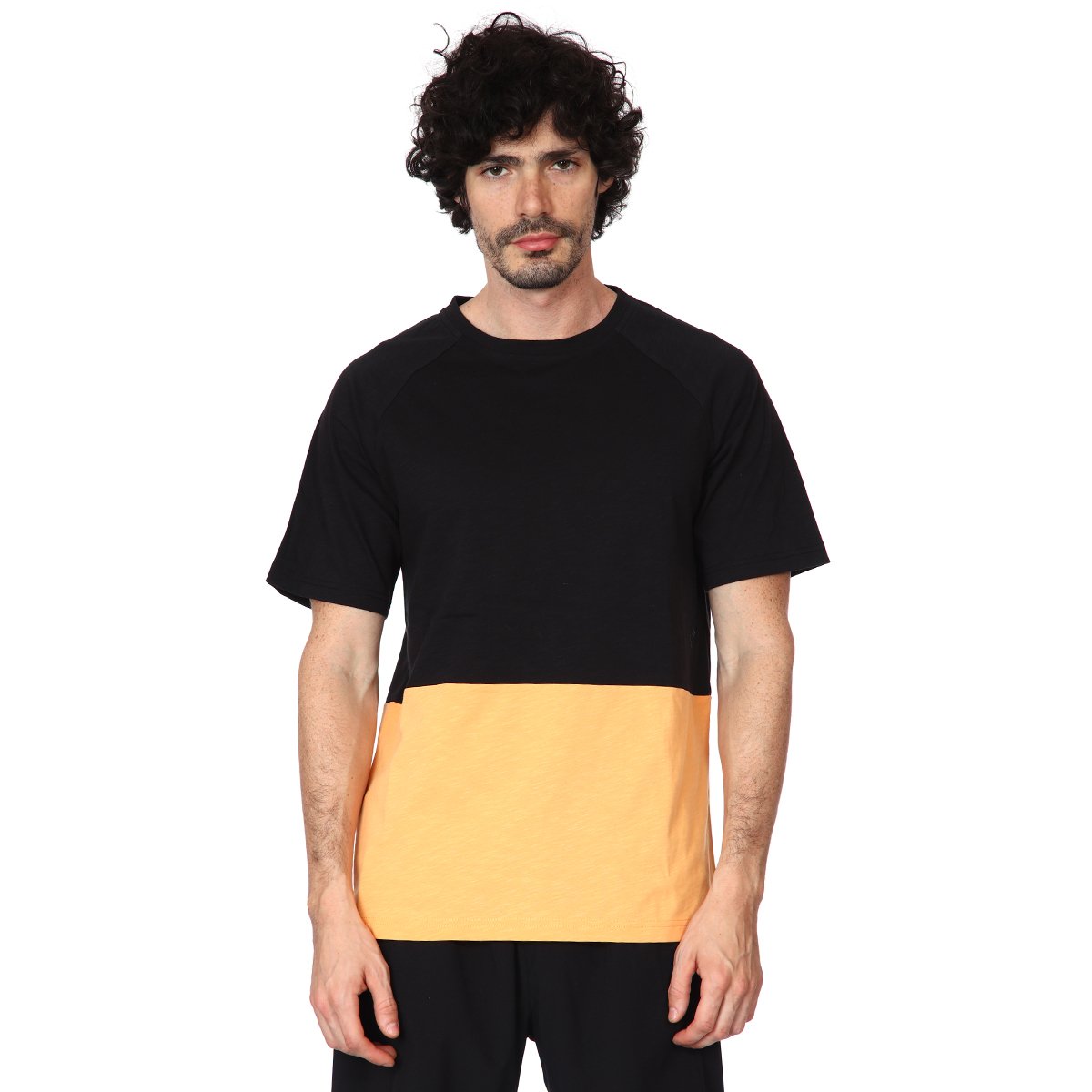 Colorblock Erkek Siyah Günlük Stil Tişört 22YETL18D01-SYH