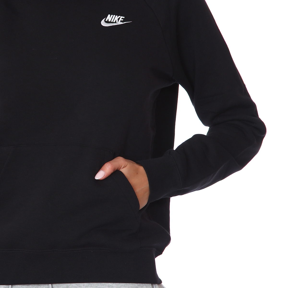 W Nsw Essntl Flc Fnl Hoodie Kadın Siyah Günlük Stil Sweatshirt BV4116-010