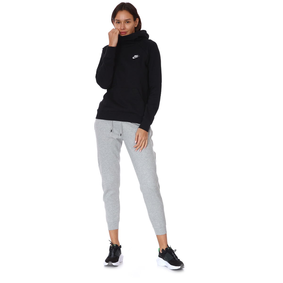W Nsw Essntl Flc Fnl Hoodie Kadın Siyah Günlük Stil Sweatshirt BV4116-010