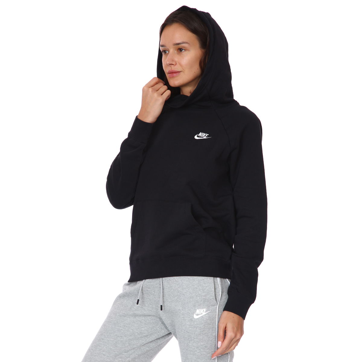 W Nsw Essntl Flc Fnl Hoodie Kadın Siyah Günlük Stil Sweatshirt BV4116-010