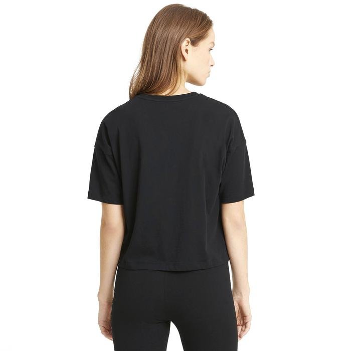 Essential Cropped Logo Kadın Siyah Günlük Stil T-shirt 58686601 1355190