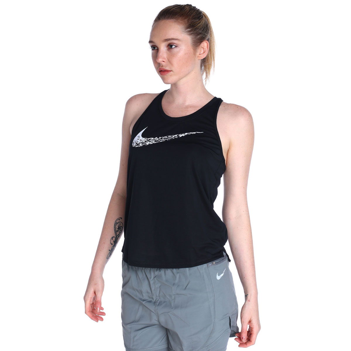 W Nk Swoosh Run Tank Kadın Siyah Koşu Atleti DM7779-010