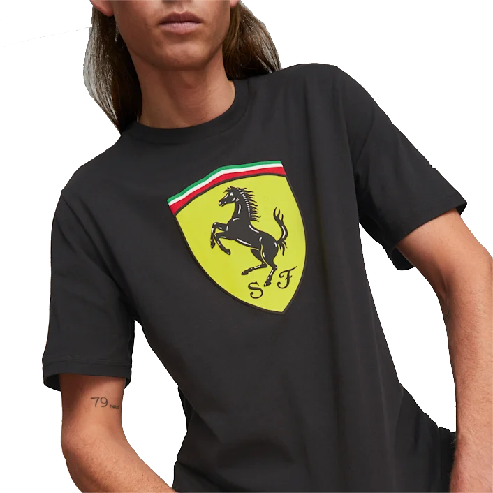 Ferrari Race Big Shield Erkek Siyah Günlük Stil Tişört 53817501