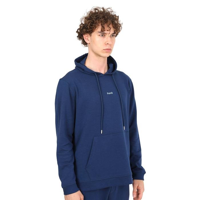 Basic Hoodie Erkek Mavi Günlük Stil Sweatshirt JFHSTBA01-LACIVERT 1449750