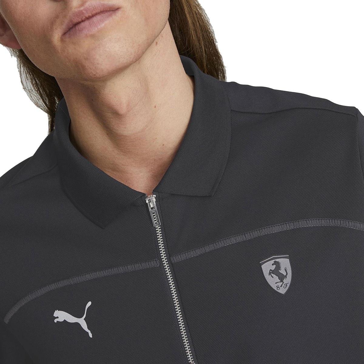 Ferrari Style Erkek Siyah Günlük Stil Polo Tişört 53833001