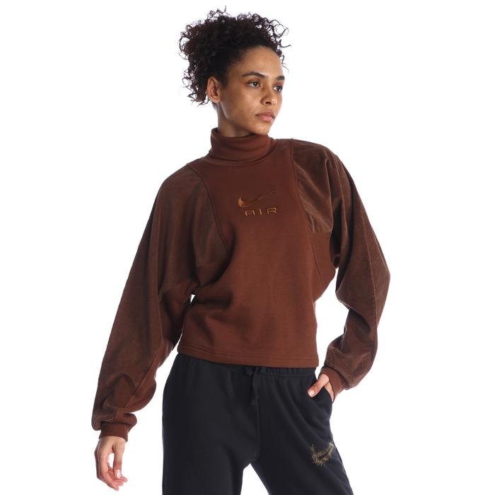 Air Corduroy Fleece Top Kadın Kahverengi Günlük Stil Uzun Kollu Tişört DQ6924-259 1427308