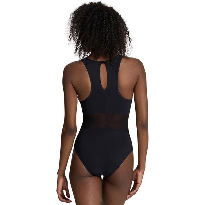 Mesh Panels Swimsuit Vent Kadın Siyah Yüzücü Mayosu 006658500 1520194