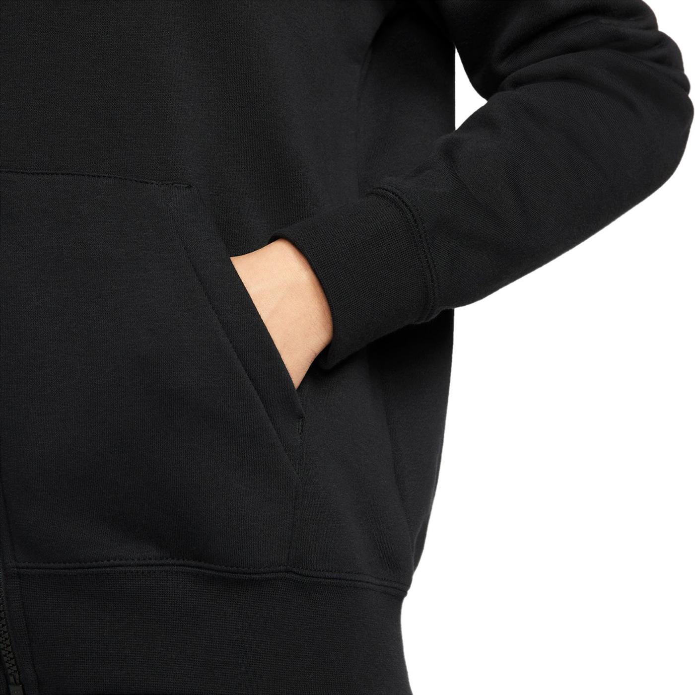 W Nsw Club Flc Fz Hoodie Std Kadın Siyah Günlük Stil Sweatshirt DQ5471-010