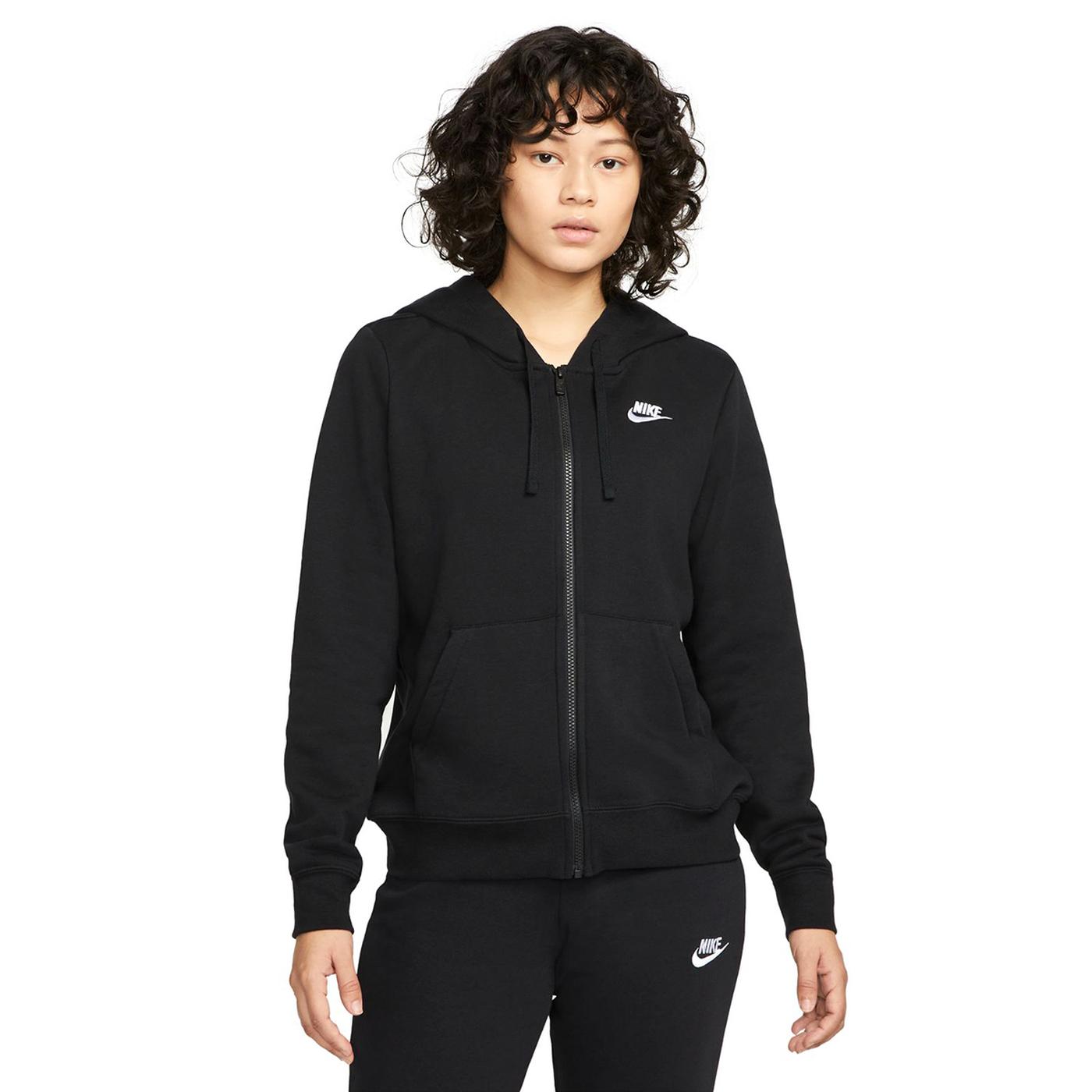 W Nsw Club Flc Fz Hoodie Std Kadın Siyah Günlük Stil Sweatshirt DQ5471-010