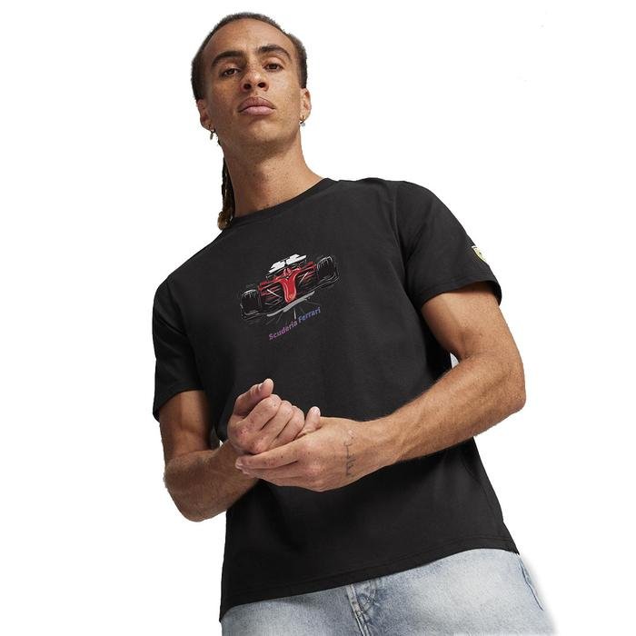 Ferrari Race Erkek Siyah Günlük Stil T-Shirt 62380301 1498422