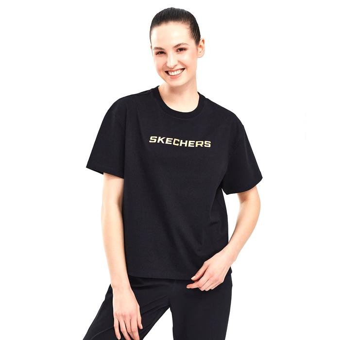 Graphic Kadın Siyah Günlük Stil T-Shirt S241012-001 1602808