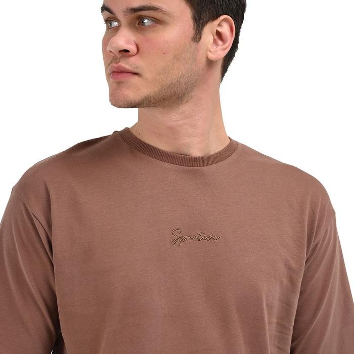 Nove Erkek Kahverengi Günlük Stil T-Shirt 24YETL18D06-KHV 1604987