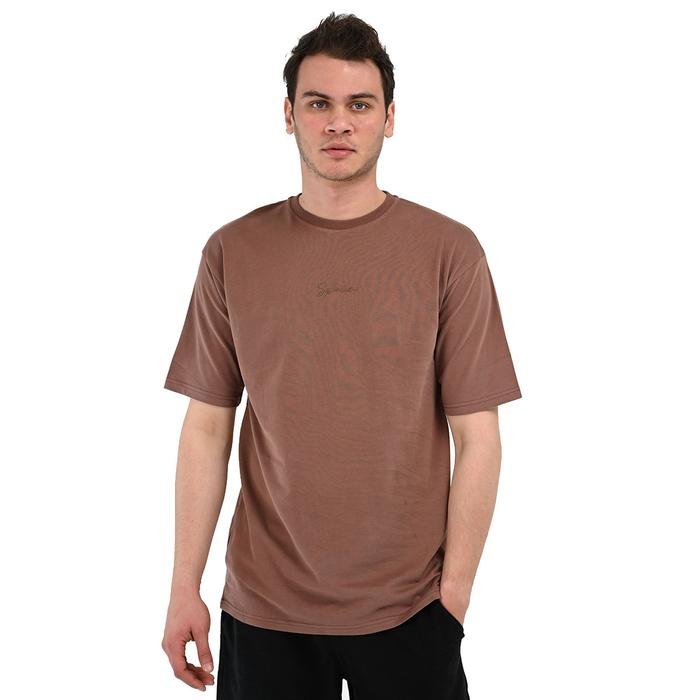 Sportive Nove Erkek Kahverengi Günlük Stil T-Shirt 24YETL18D06-KHV
