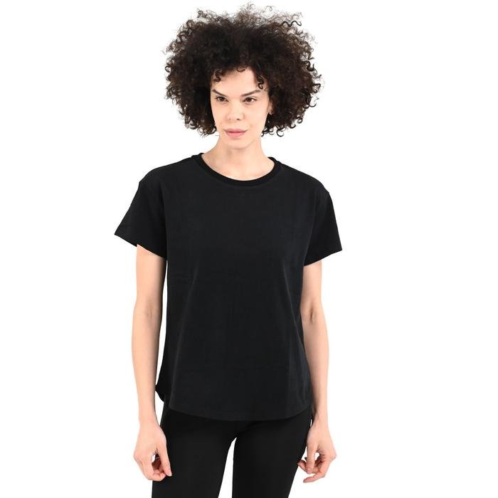 Sportive Icona2 Kadın Siyah Günlük Stil T-Shirt 24YKTL18D20-SYH