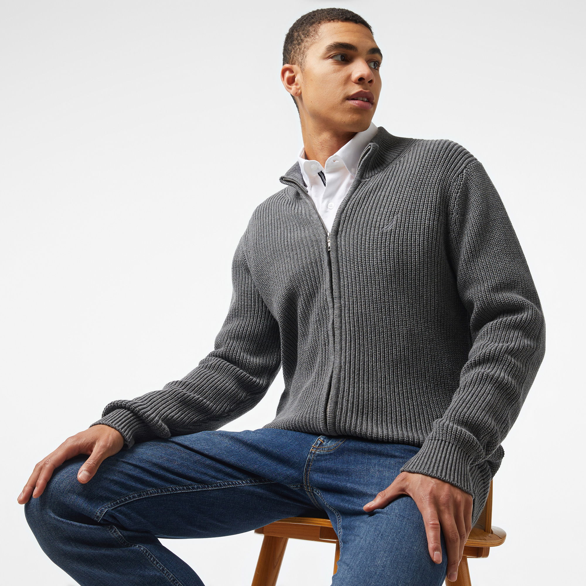 Nautica Erkek Gri Regular Fit Hırka