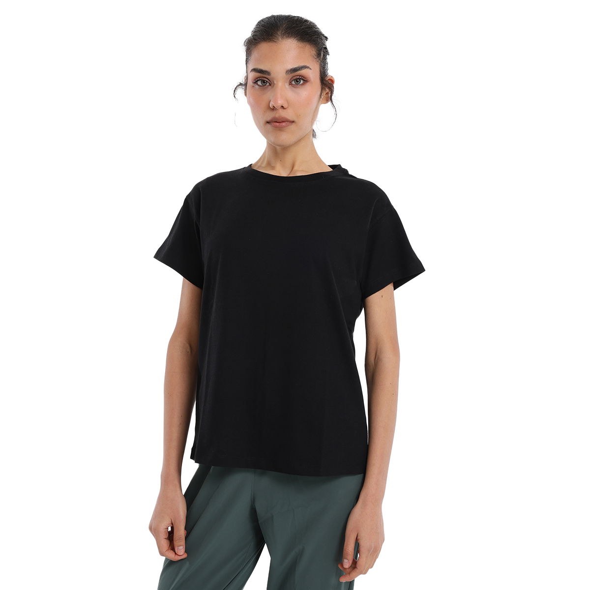 Icona3 Kadın Siyah Günlük Stil T-Shirt 24KK007-SYH