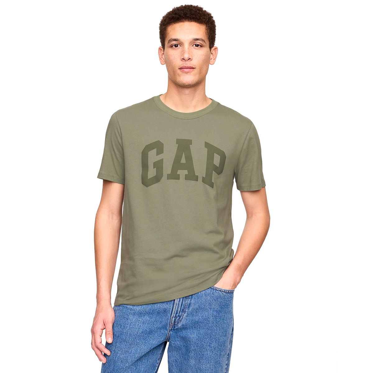 V-Everyday Soft Erkek Yeşil Günlük Stil T-Shirt 856659018