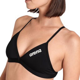 Team Swim Top Tie Back Solid Kadın Siyah Yüzücü Bikini 004768550