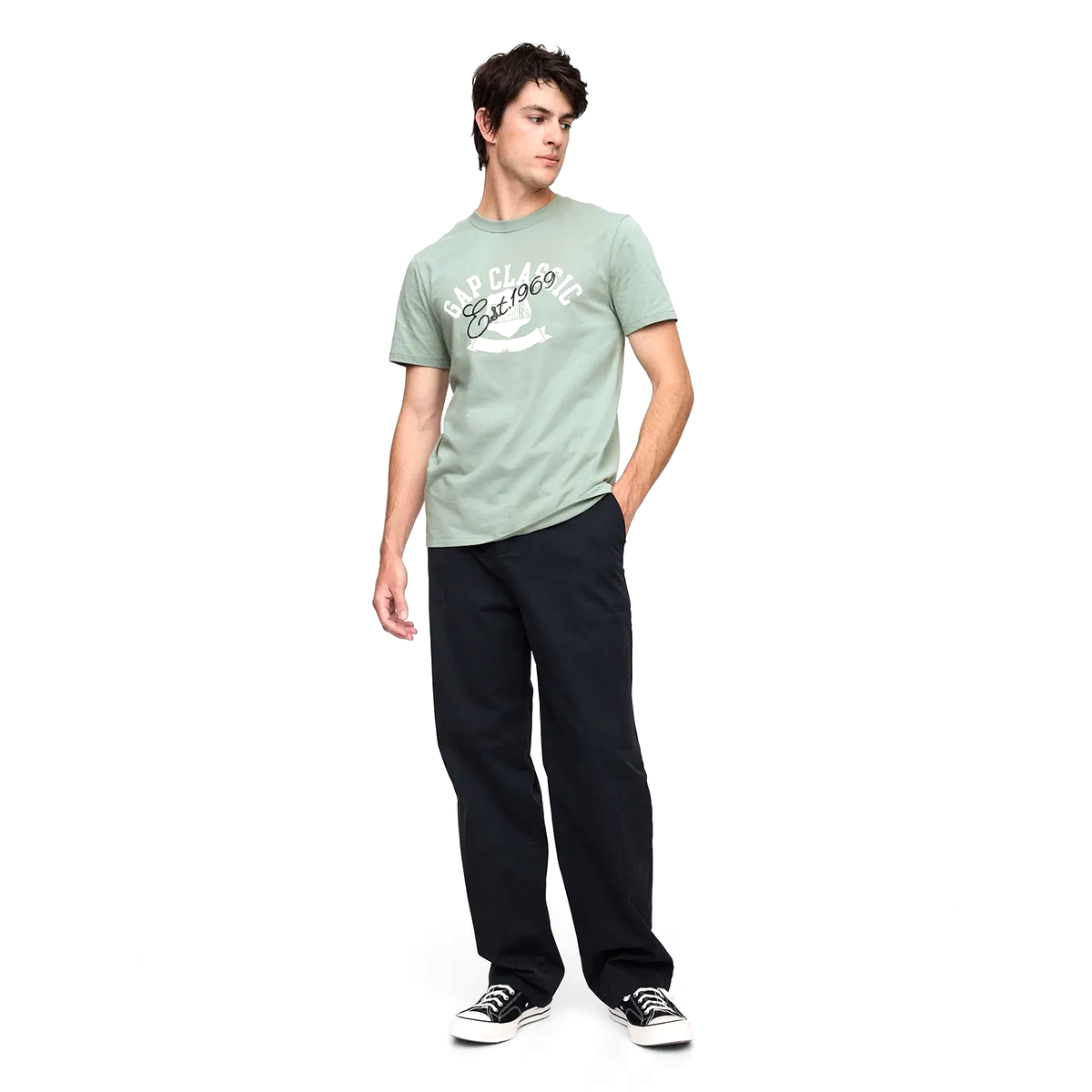 V-Gap Est 69 Seal Erkek Yeşil Günlük Stil T-Shirt 745028000