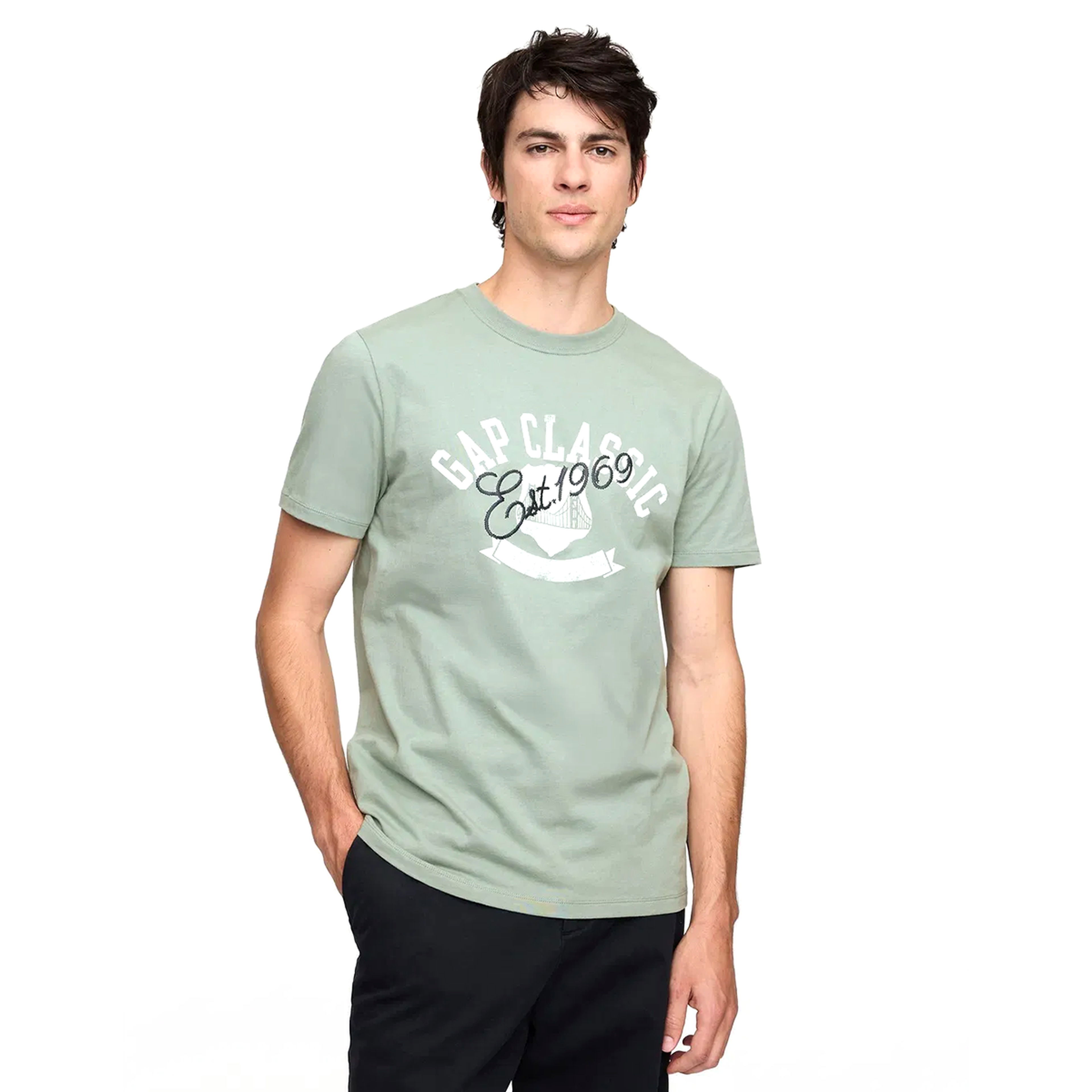 V-Gap Est 69 Seal Erkek Yeşil Günlük Stil T-Shirt 745028000