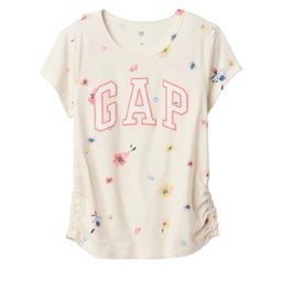 V-Logo Side Ruched Çocuk Çok Renkli Günlük Stil T-Shirt 742430001