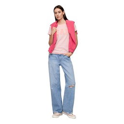 V-Ss Logo Classic Kadın Pembe Günlük Stil T-Shirt 729555001