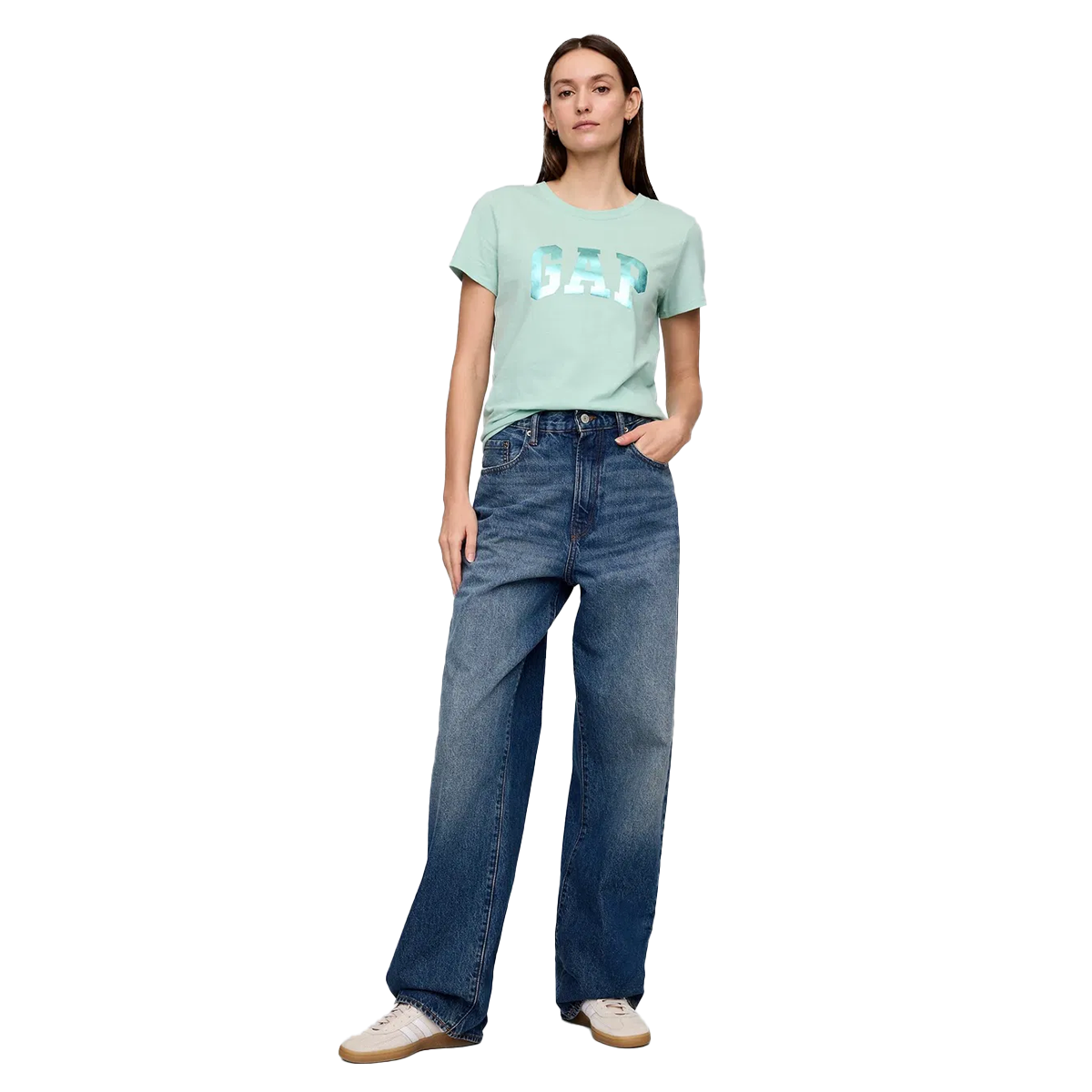 V-Ss Logo Classic Kadın Mavi Günlük Stil T-Shirt 729555013