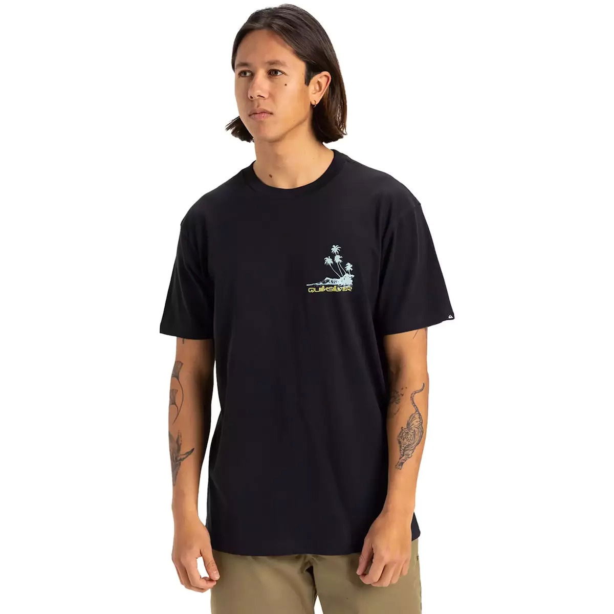 Palm Lines Ss Erkek Siyah Günlük Stil T-Shirt EQYZT08057-KVJ0