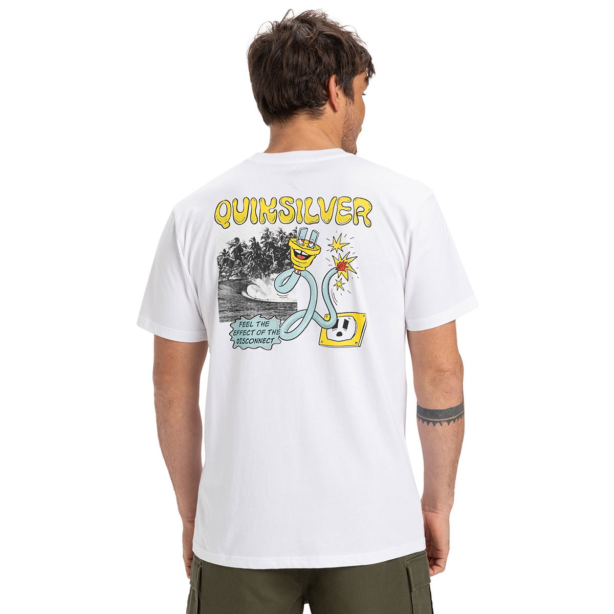 Ev Disconnect Effects Erkek Beyaz Günlük Stil T-Shirt EQYZT08049-908