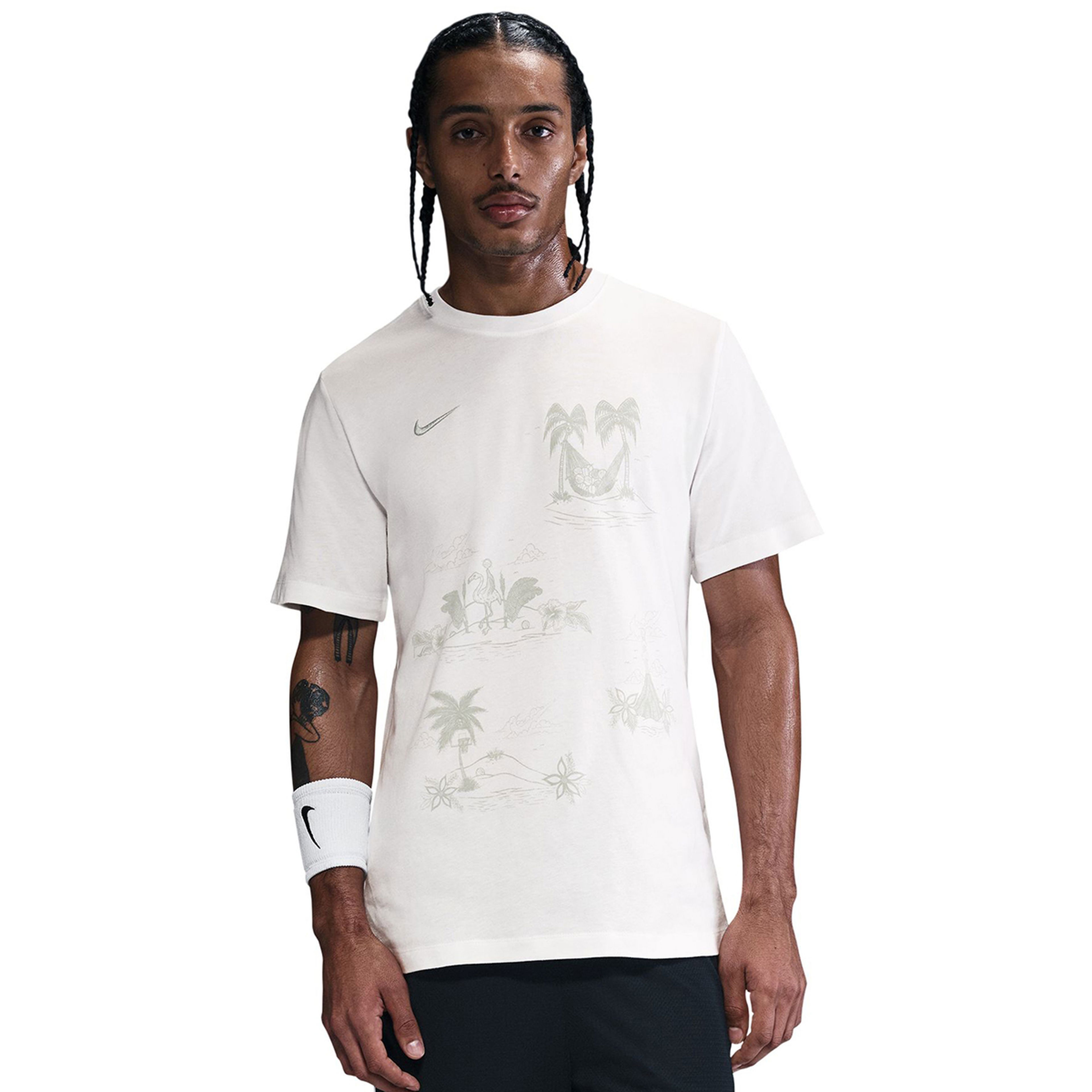 Photo Erkek Beyaz Basketbol T-Shirt HJ3452-100