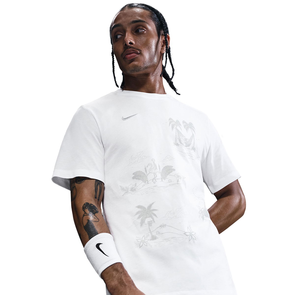 Photo Erkek Beyaz Basketbol T-Shirt HJ3452-100