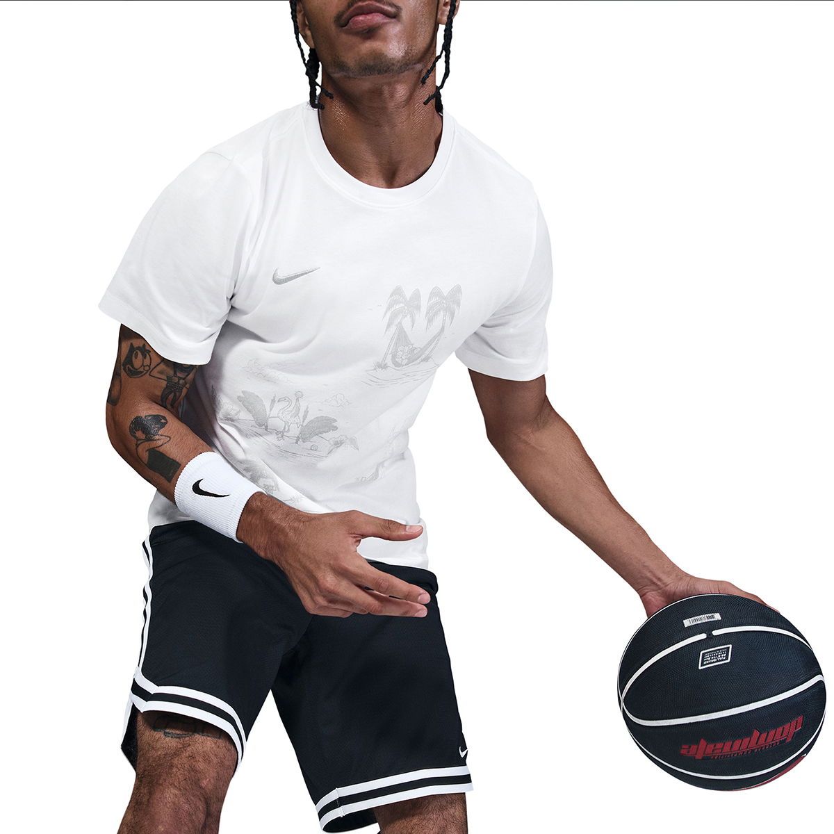 Photo Erkek Beyaz Basketbol T-Shirt HJ3452-100