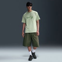 M90 Erkek Yeşil Günlük Stil T-Shirt HJ0782-371