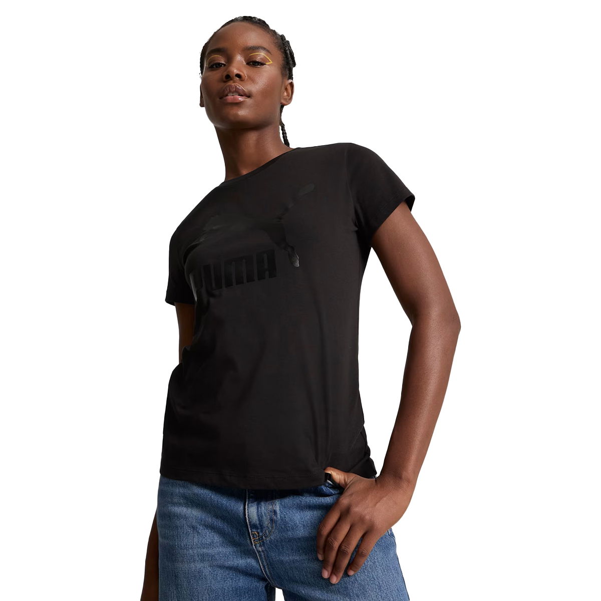 Classics Shiny Logo Kadın Siyah Günlük Stil T-Shirt 62559701