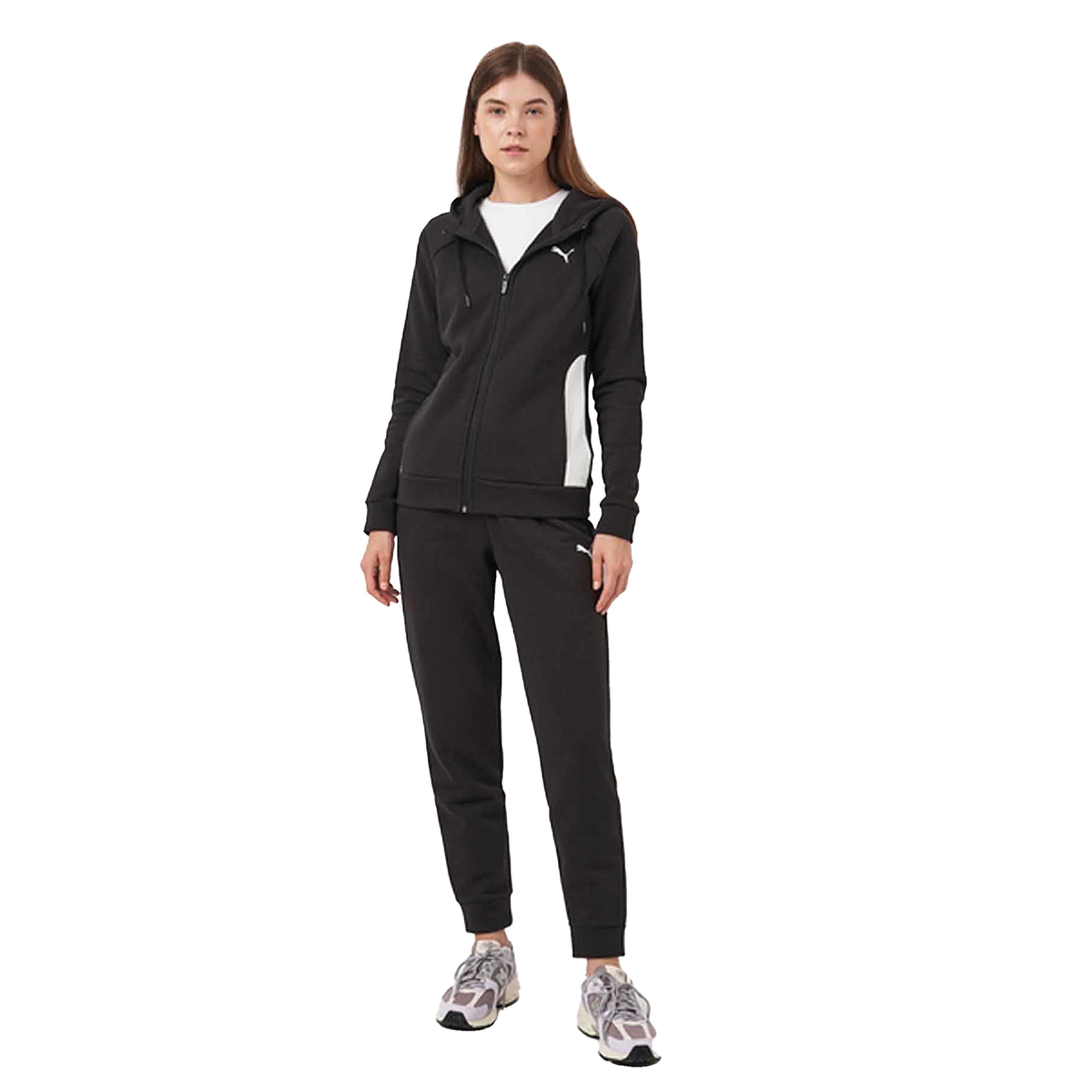 Classic Hooded Tracksuit Fl Kadın Siyah Günlük Stil Eşofman Takımı 68303501
