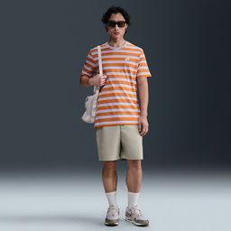 Club Stripe Erkek Mor Günlük Stil T-Shirt HJ0550-515